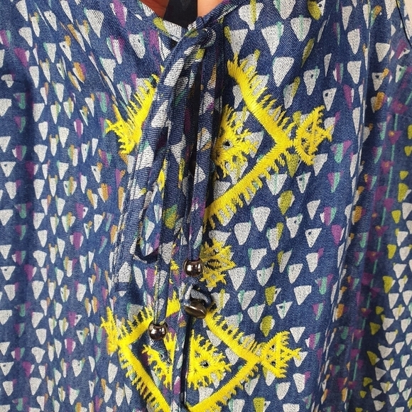 PLENTY BY TRACY‎ REESE Printed Chambray Swingy Racerback Tank Multi-color Size M - Picture 3 of 10